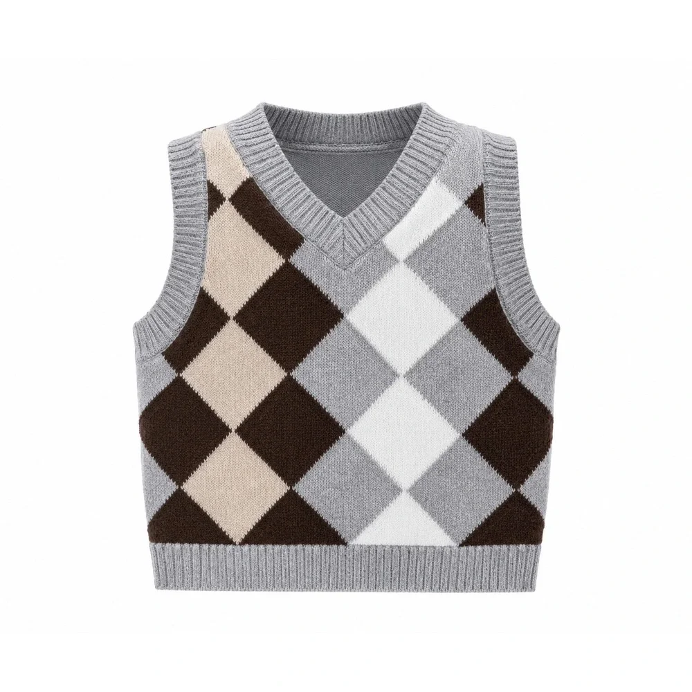 FAO Schwarz Argyle Sweater Vest‎ 100% Cotton 6 mo holiday baby boy preppy gray